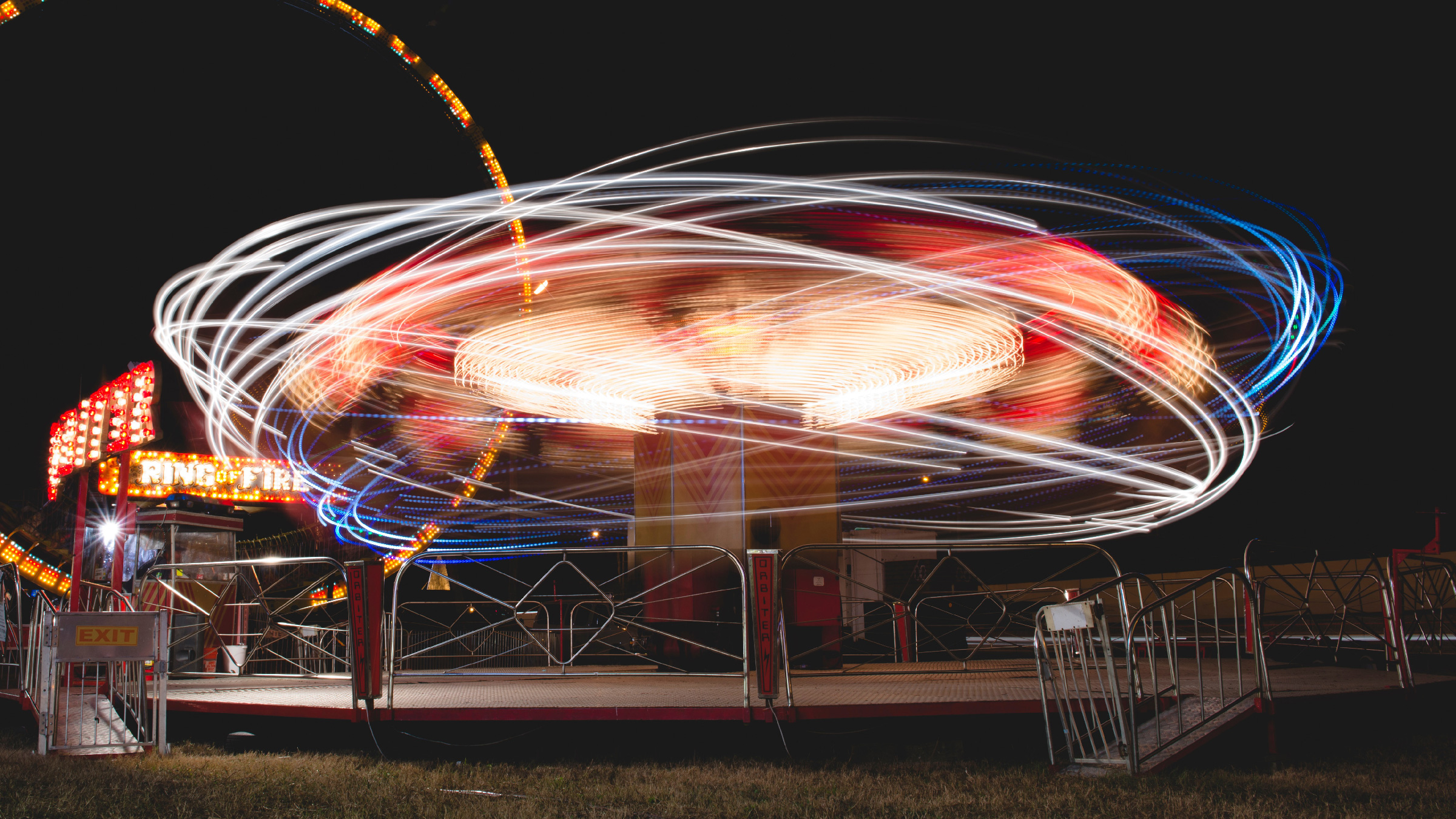 Time lapse of a carnival ride at night